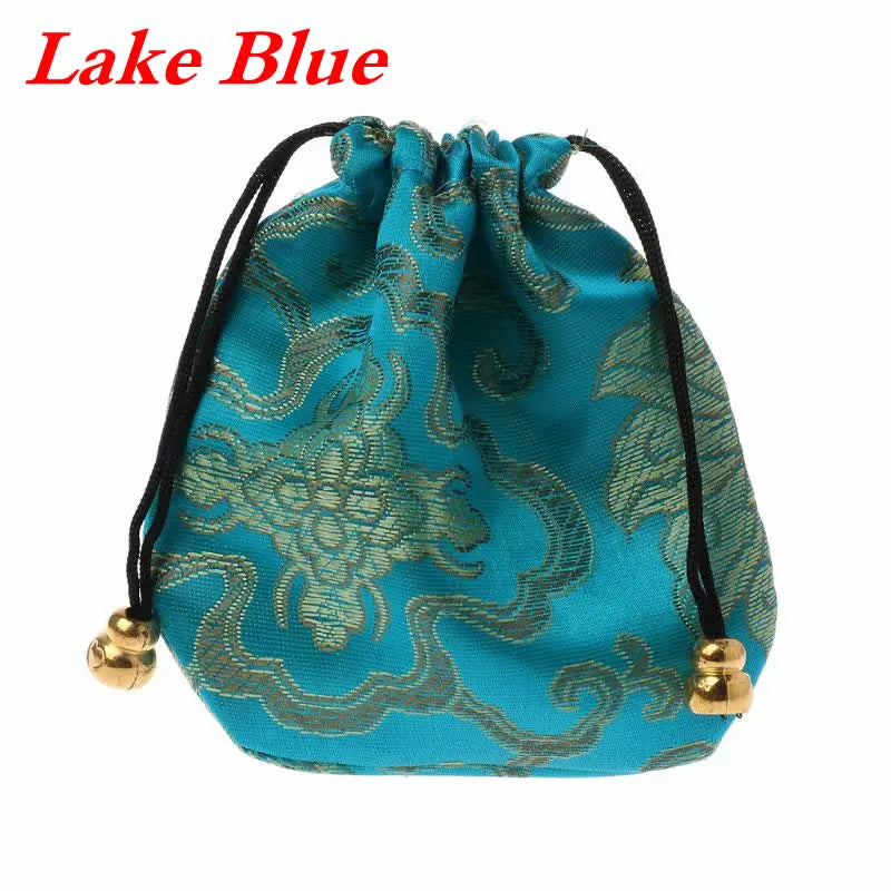 High Quality Silk Travel Pouch Floral Jewelery Bag Packaging Trendy Exquisite Quartet Silk Brocade Tassel Handbags Jewelry Tips