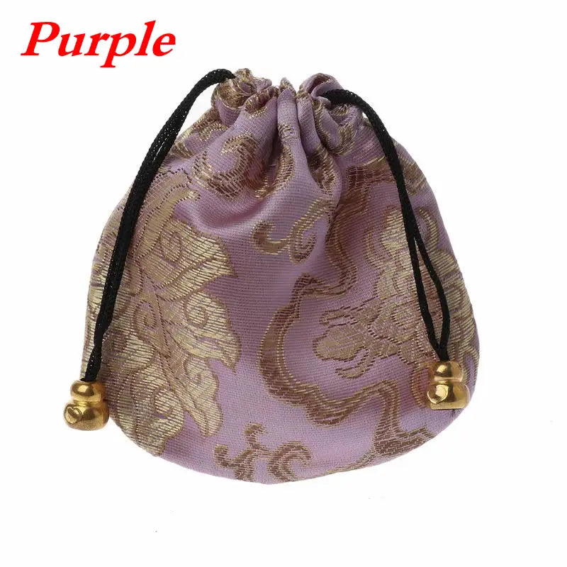 High Quality Silk Travel Pouch Floral Jewelery Bag Packaging Trendy Exquisite Quartet Silk Brocade Tassel Handbags Jewelry Tips