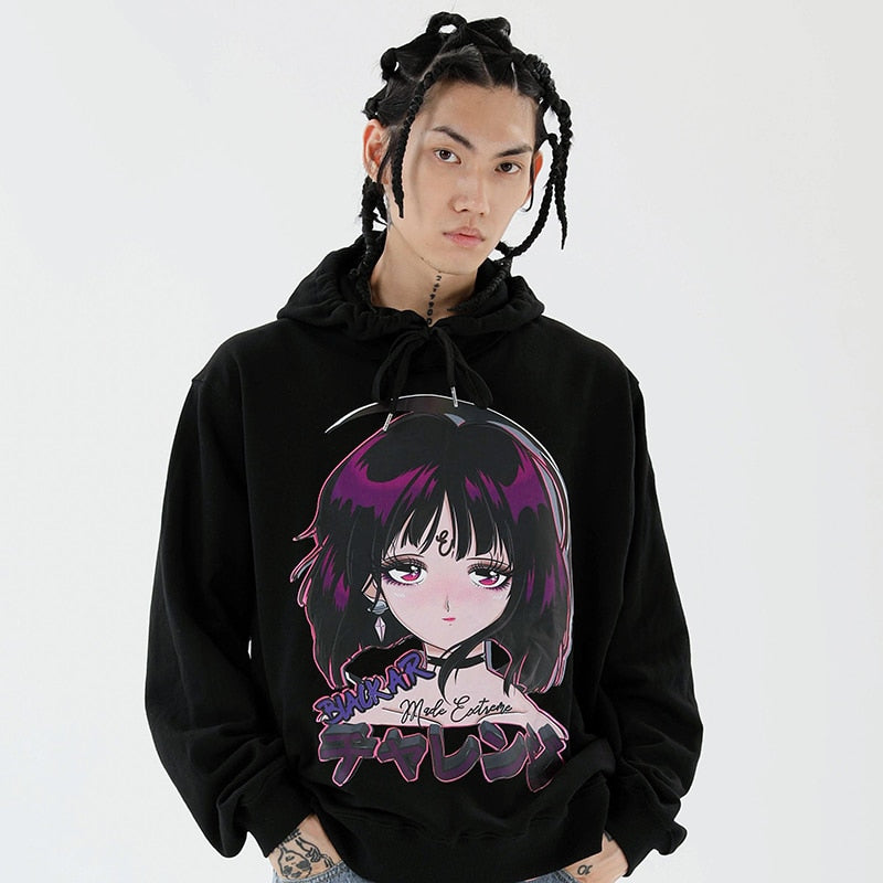 Hip Hop Hoodie Sweatshirt Streetwear Japanese Anime Girl Harajuku Hoodie Men HipHop Japan Cartoon Hoodie Pullover Loose