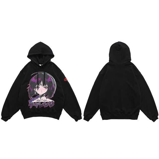 Hip Hop Hoodie Sweatshirt Streetwear Japanese Anime Girl Harajuku Hoodie Men HipHop Japan Cartoon Hoodie Pullover Loose