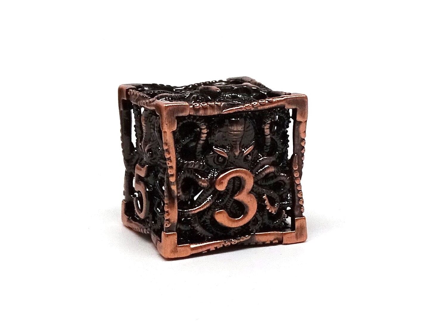 Hollow Metal Copper Cthulhu Dice Set