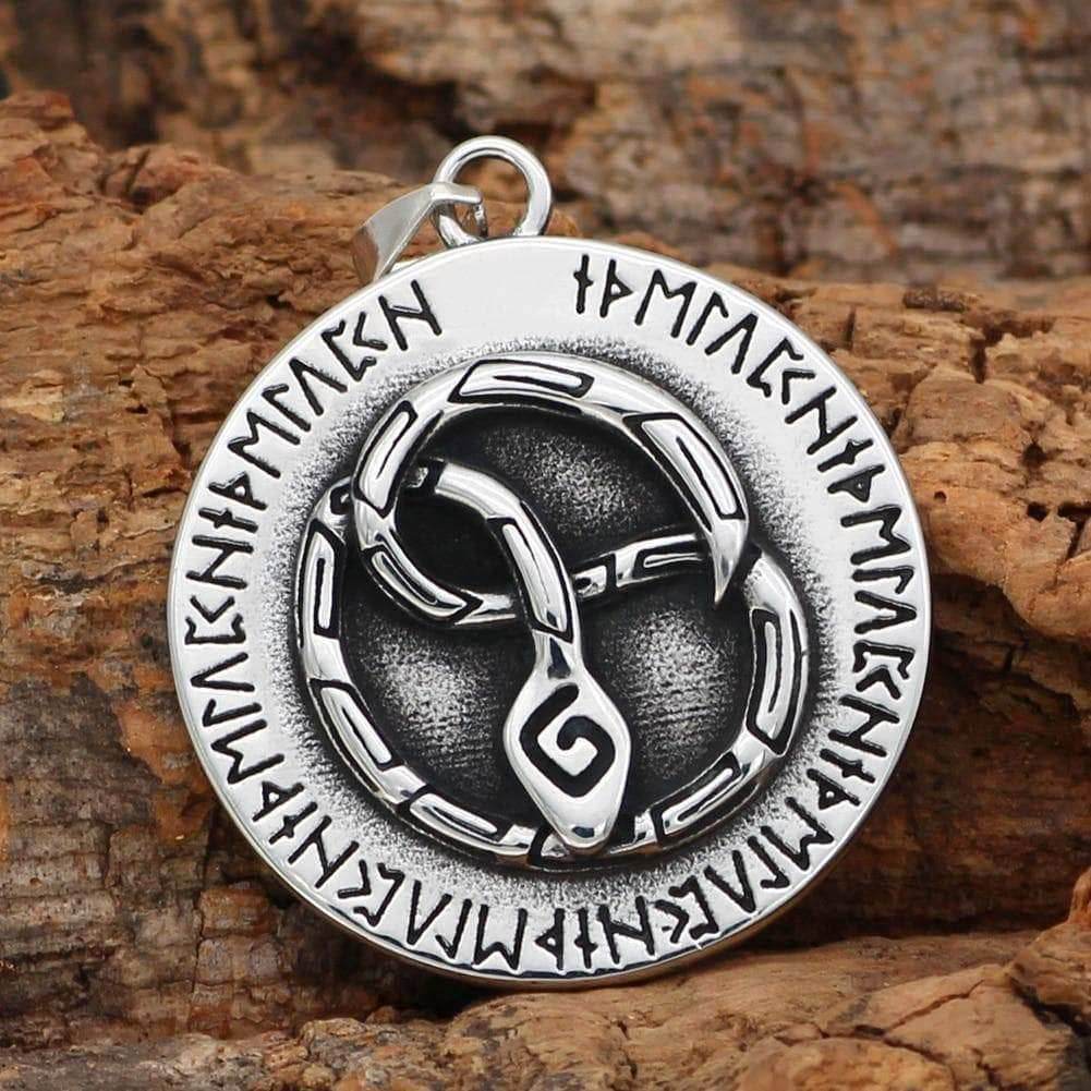 Viking Nordic Snake Rune Stainless Steel Pendant & Necklace - Pendant Only
