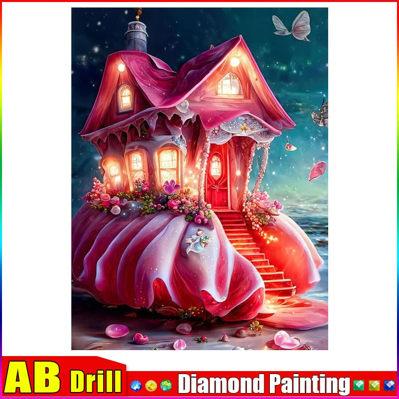 HOMFUN AB Diamond Painting Cross Stitch "Scenery House" 5D DIY Diamond Embroidery Full Square/round Rhinestone Of Picture