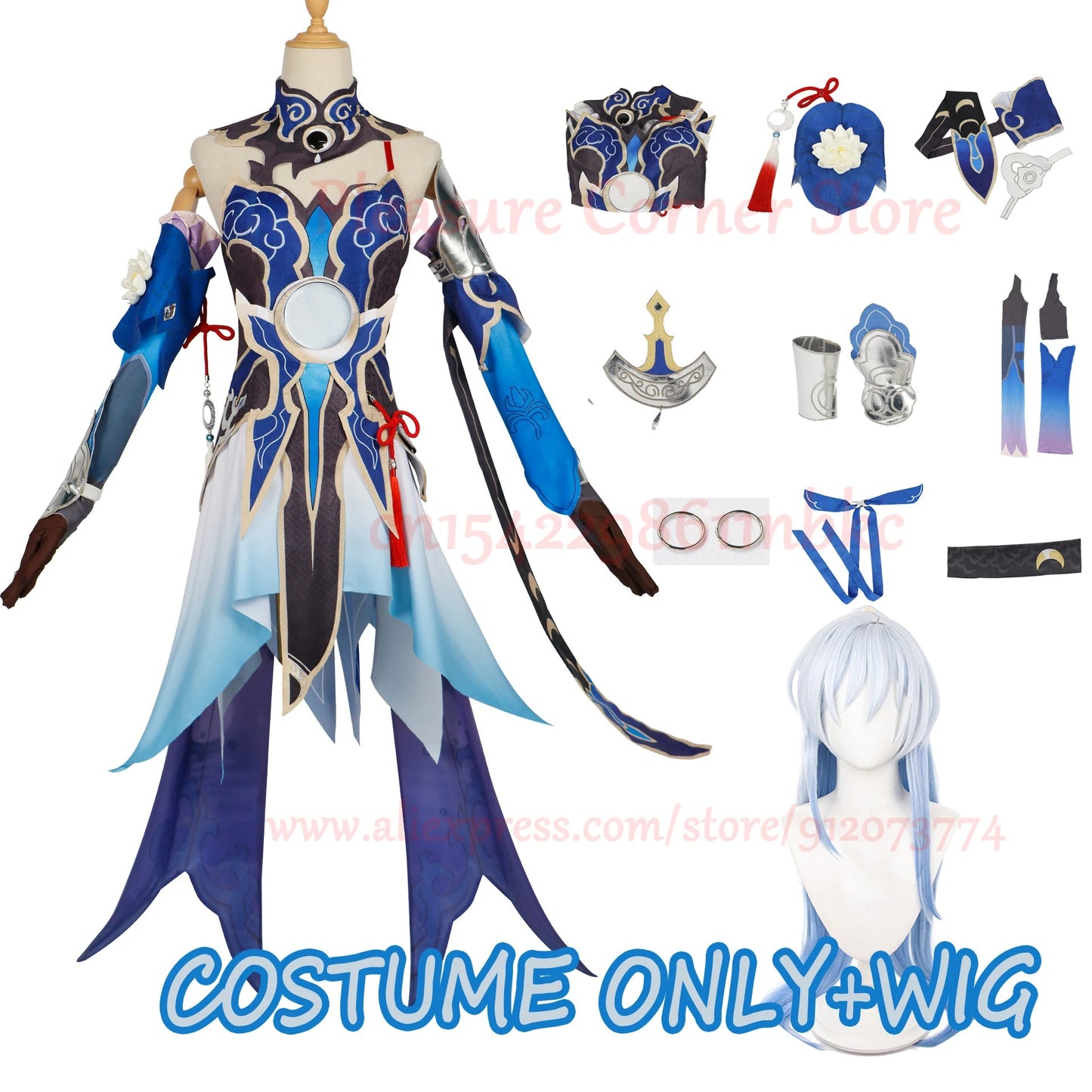 Honkai Star Rail Game Jingliu Cosplay Costume Full Set Dress Outfit Uniform With Accessories Jing Liu Cosplay Costume Wigs