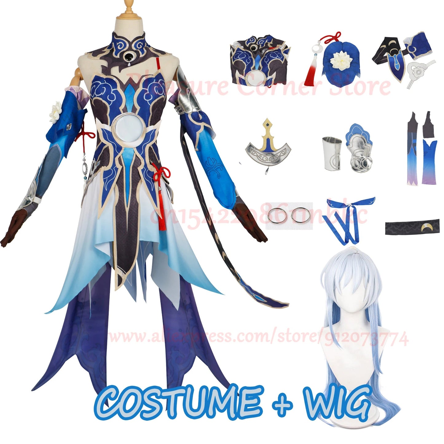 Honkai Star Rail Game Jingliu Cosplay Costume Full Set Dress Outfit Uniform With Accessories Jing Liu Cosplay Costume Wigs