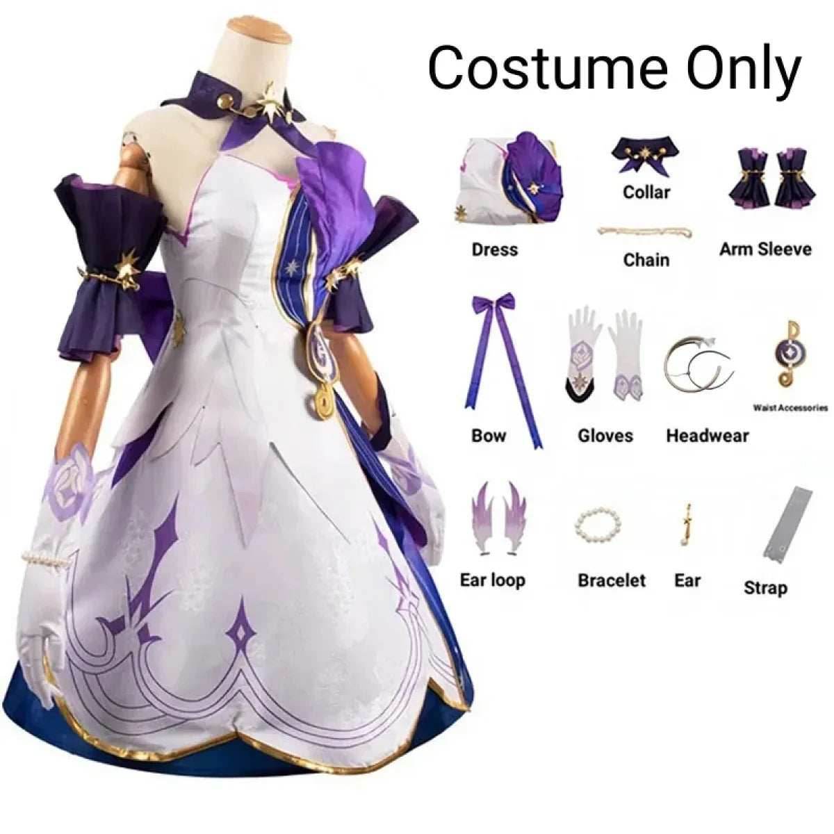 Honkai Star Rail Robin Cosplay Costume – Dress, Wig, Wings & Accessories - XS / Costume only