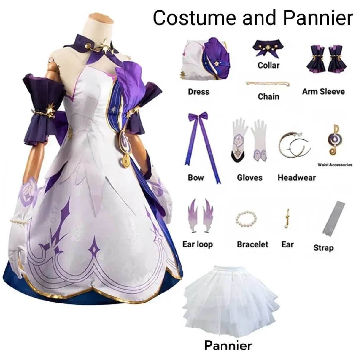 Honkai Star Rail Robin Cosplay Costume – Dress, Wig, Wings & Accessories - XS / Costume and Pannier