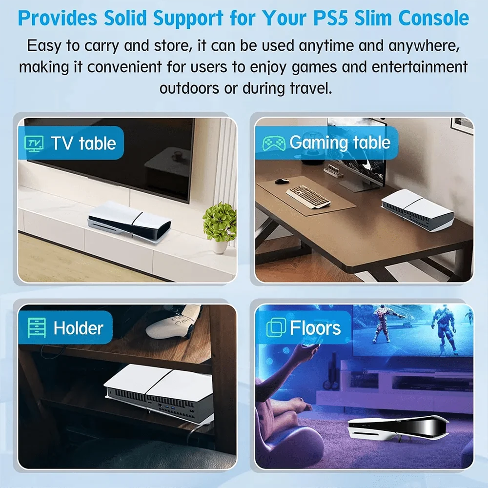 Horizontal Stand for PS5 Slim and Pro | Transparent Acrylic Base Holder Bracket