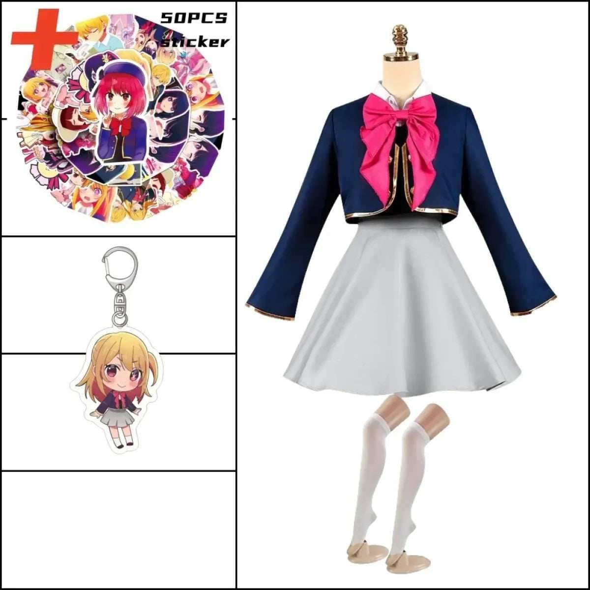 OSHI NO KO Ai Hoshino Cosplay Costume - Lolita Pink Uniform Dress - A7 / XS / CHINA | anime