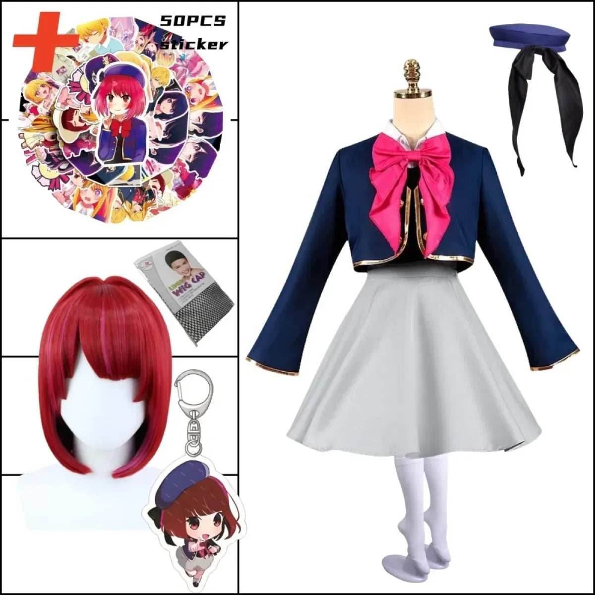 OSHI NO KO Ai Hoshino Cosplay Costume - Lolita Pink Uniform Dress - A5 / XS / CHINA | anime