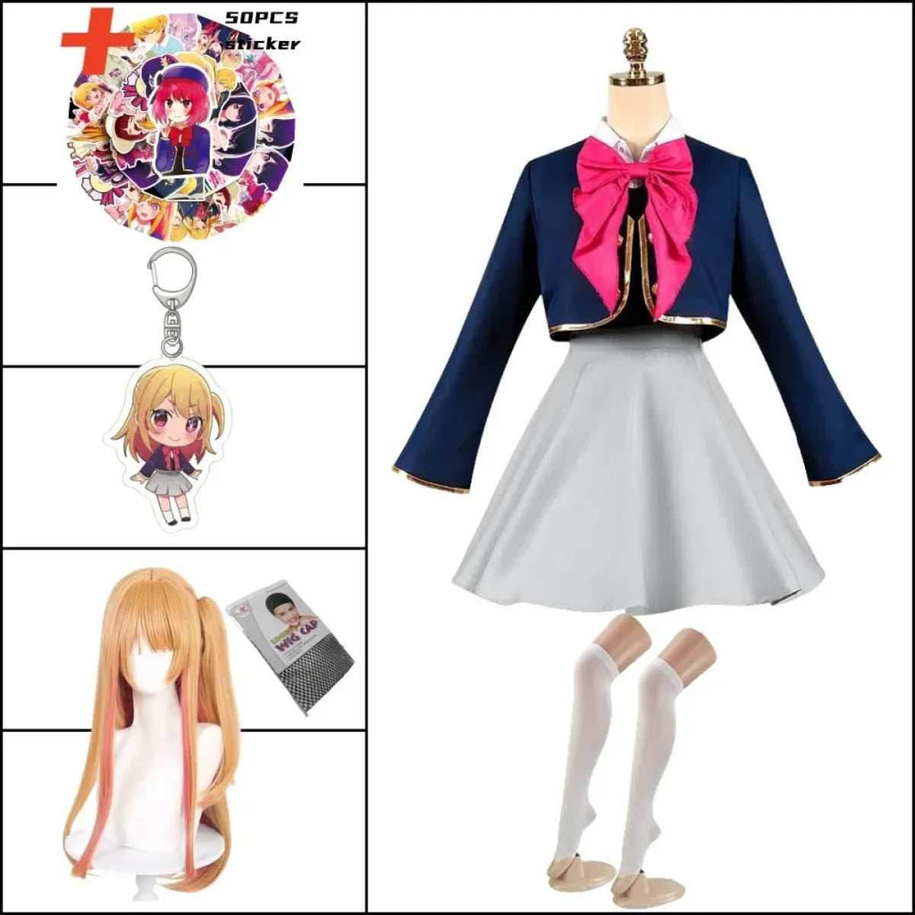 Hoshino Rubii Cosplay Costume - Oshi no Ko Anime JK Uniform Dress - C1 Costume wig / XS / CHINA | hoshino rubii