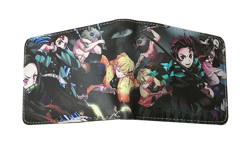 Hot Demon Slayer Kamado Tanjirou Wallet Cartoon Purse Leather Short Wallets for Men Women