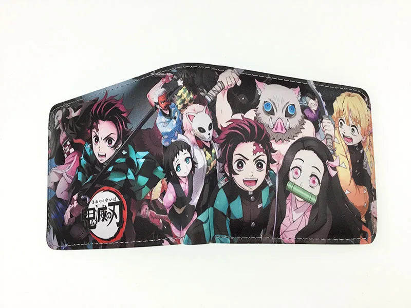 Hot Sell Anime Demon Slayer Wallet PU Leather Short Purse With Coin Pocket for Boy Girl Student