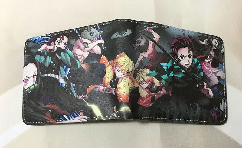 Hot Sell Anime Demon Slayer Wallet PU Leather Short Purse With Coin Pocket for Boy Girl Student