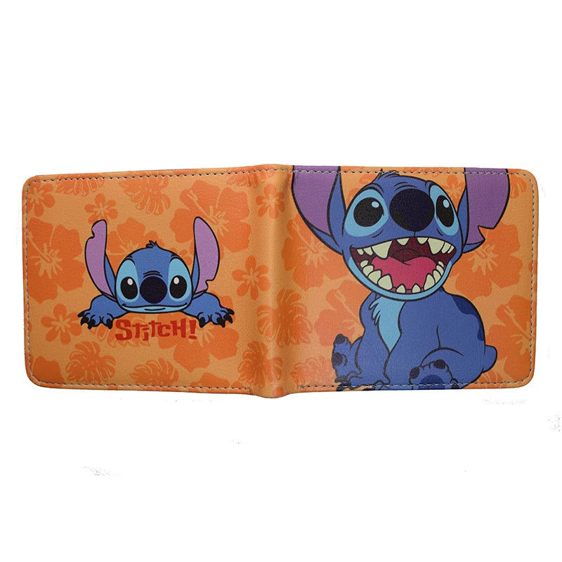 Hot Sell PU Leather Cartoon Stitch Wallet Short Purse with Coin Pocket for Young Wholesale