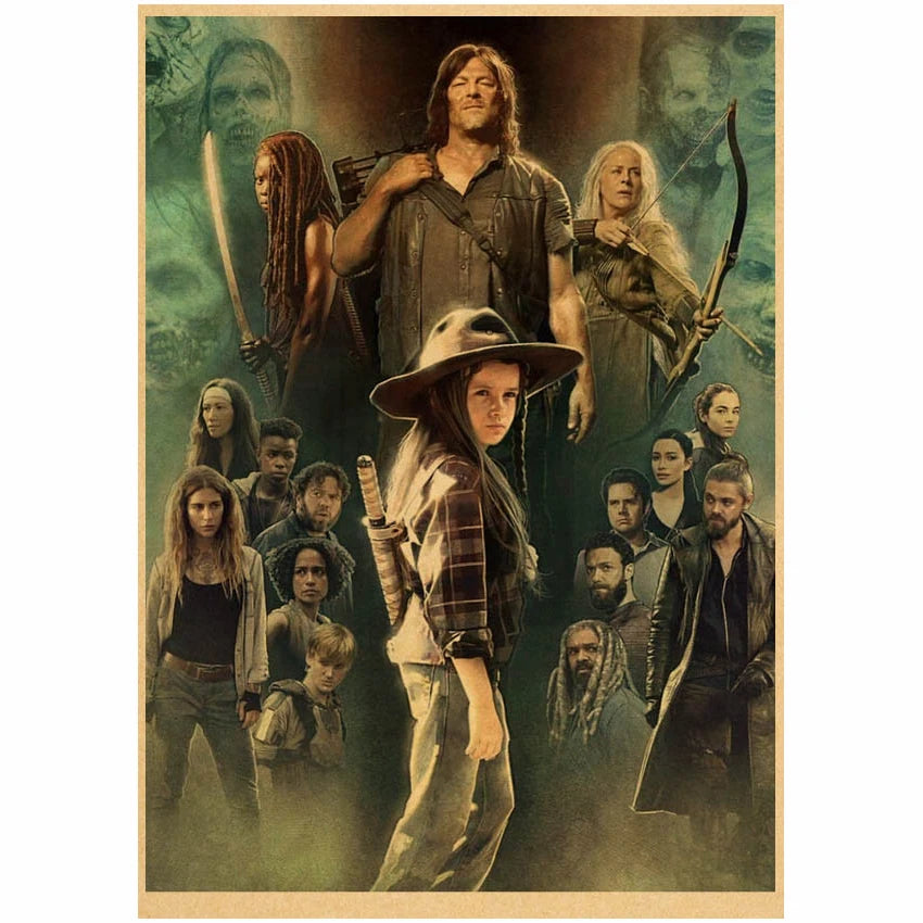 Hot The Walking Dead Season 7 Classic Movie Kraft Paper Poster Bar Cafe Living Room Dining Room Wall Decorative Paintings