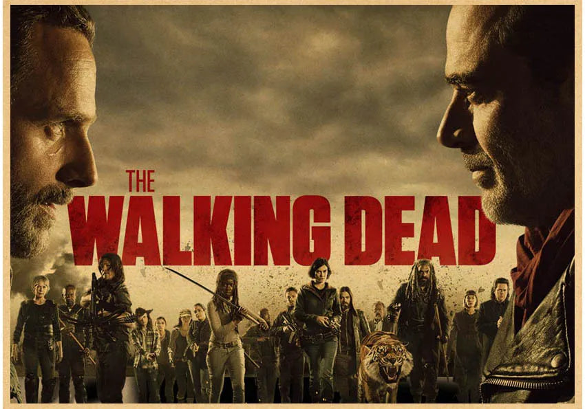 Hot The Walking Dead Season 7 Classic Movie Kraft Paper Poster Bar Cafe Living Room Dining Room Wall Decorative Paintings