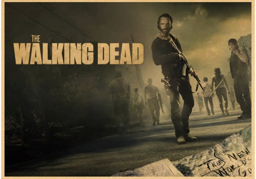 Hot The Walking Dead Season 7 Classic Movie Kraft Paper Poster Bar Cafe Living Room Dining Room Wall Decorative Paintings