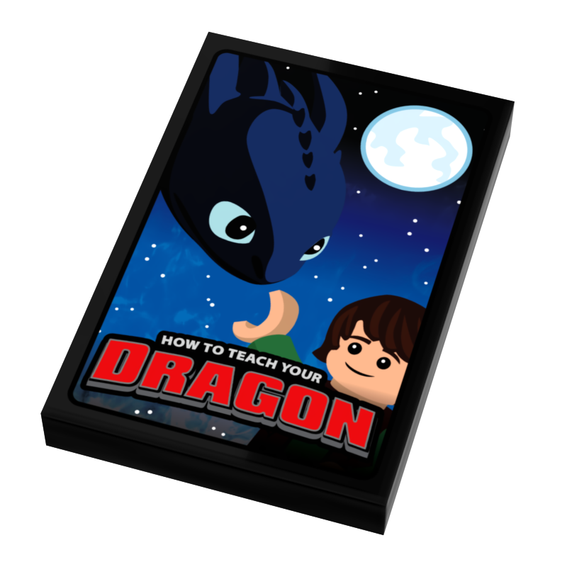 How To Teach A Dragon Movie Cover (2x3 Tile) made using LEGO parts