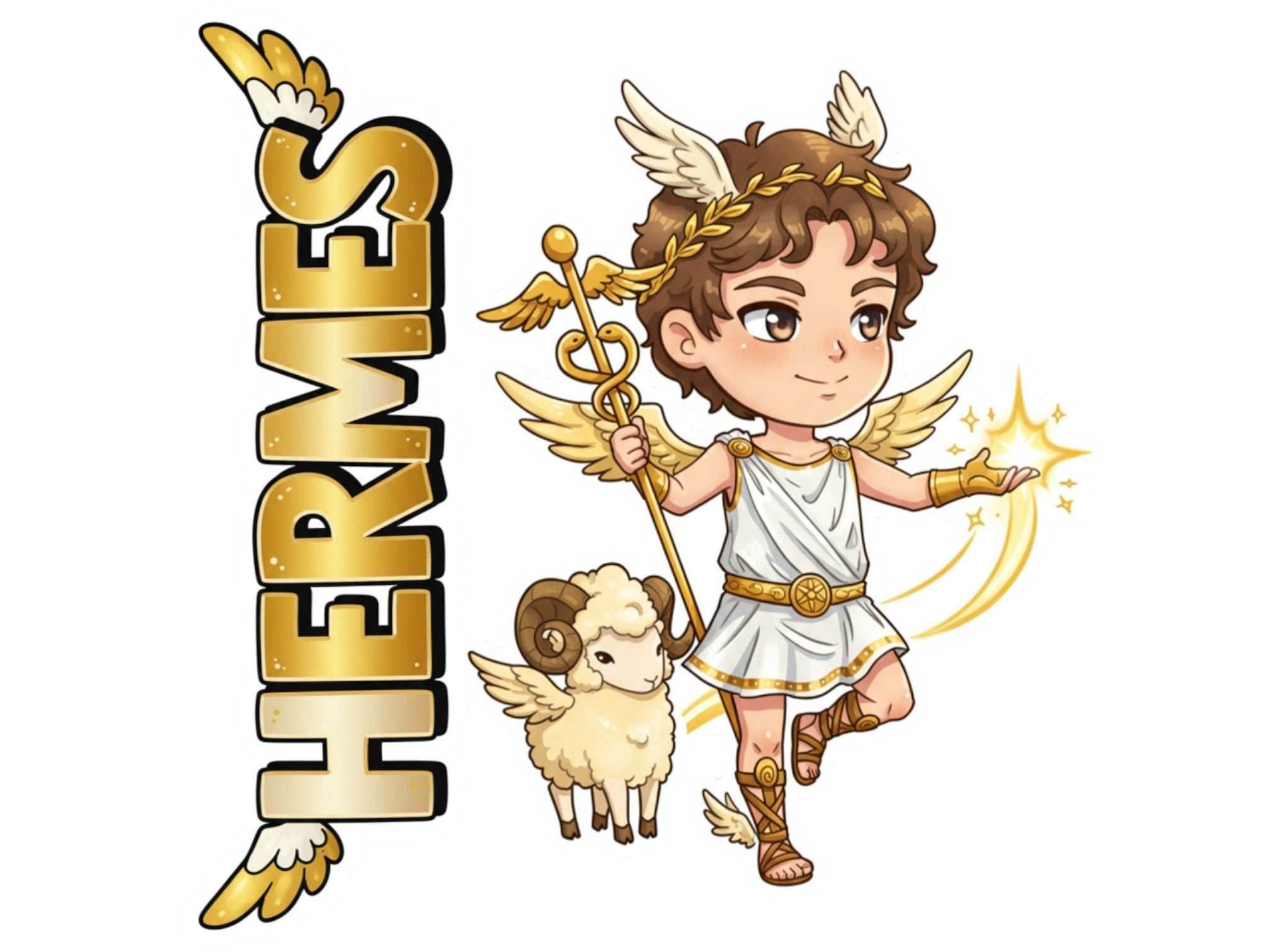 Hermes Sticker and Magnet – Kriophoros Mythkins™ – Messenger God and Ram-Bearer | Waterproof & UV-Proof - Sticker / Mini