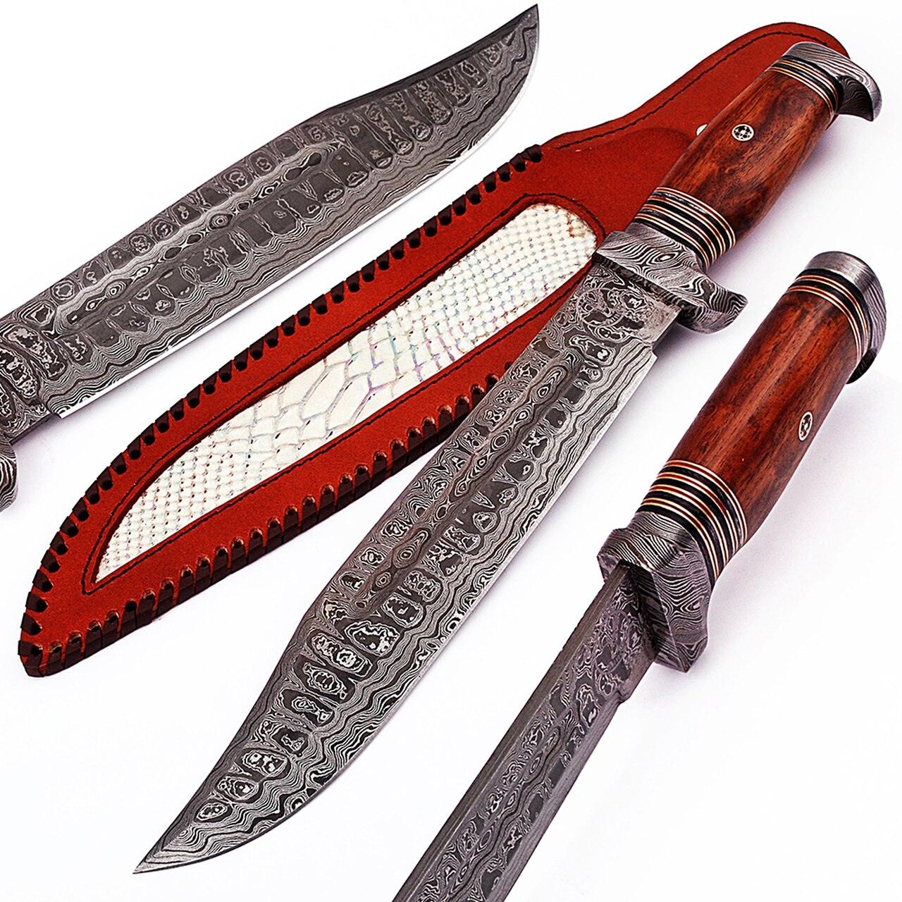 Hunt for Life Bayou Dweller Damascus Steel Bowie Hunting Knife