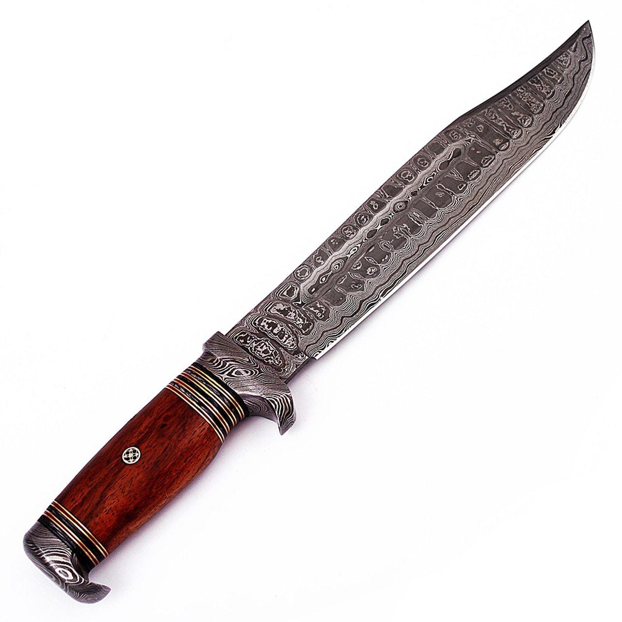 Hunt for Life Bayou Dweller Damascus Steel Bowie Hunting Knife