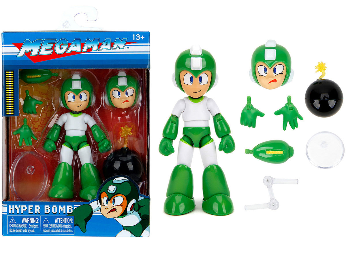 Hyper Bomb 4.5" Moveable Figure with Accessories and Alternate Head and Hands "Mega Man" (1987) Video Game Model by Jada