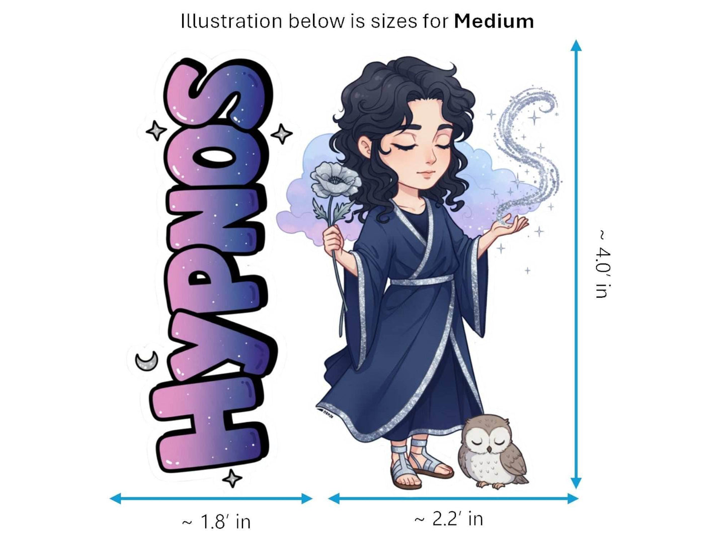 Hypnos Sticker and Magnet – Hedymos Mythkins™ – Greek God of Sleep | Waterproof & UV-Proof - Sticker / Medium