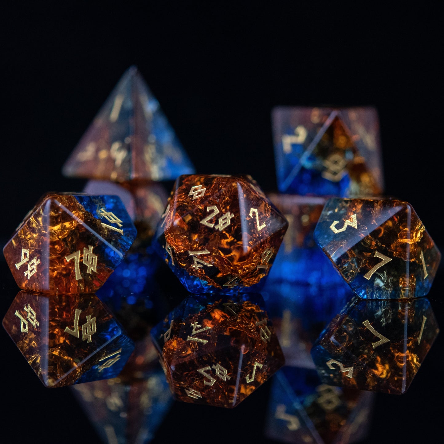 Ice and Fire Shattered Glass Dice Set