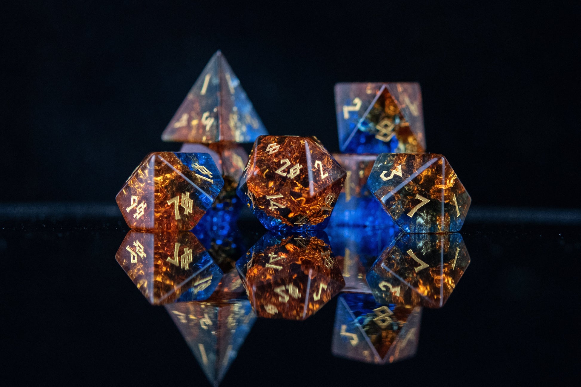 Ice and Fire Shattered Glass Dice Set