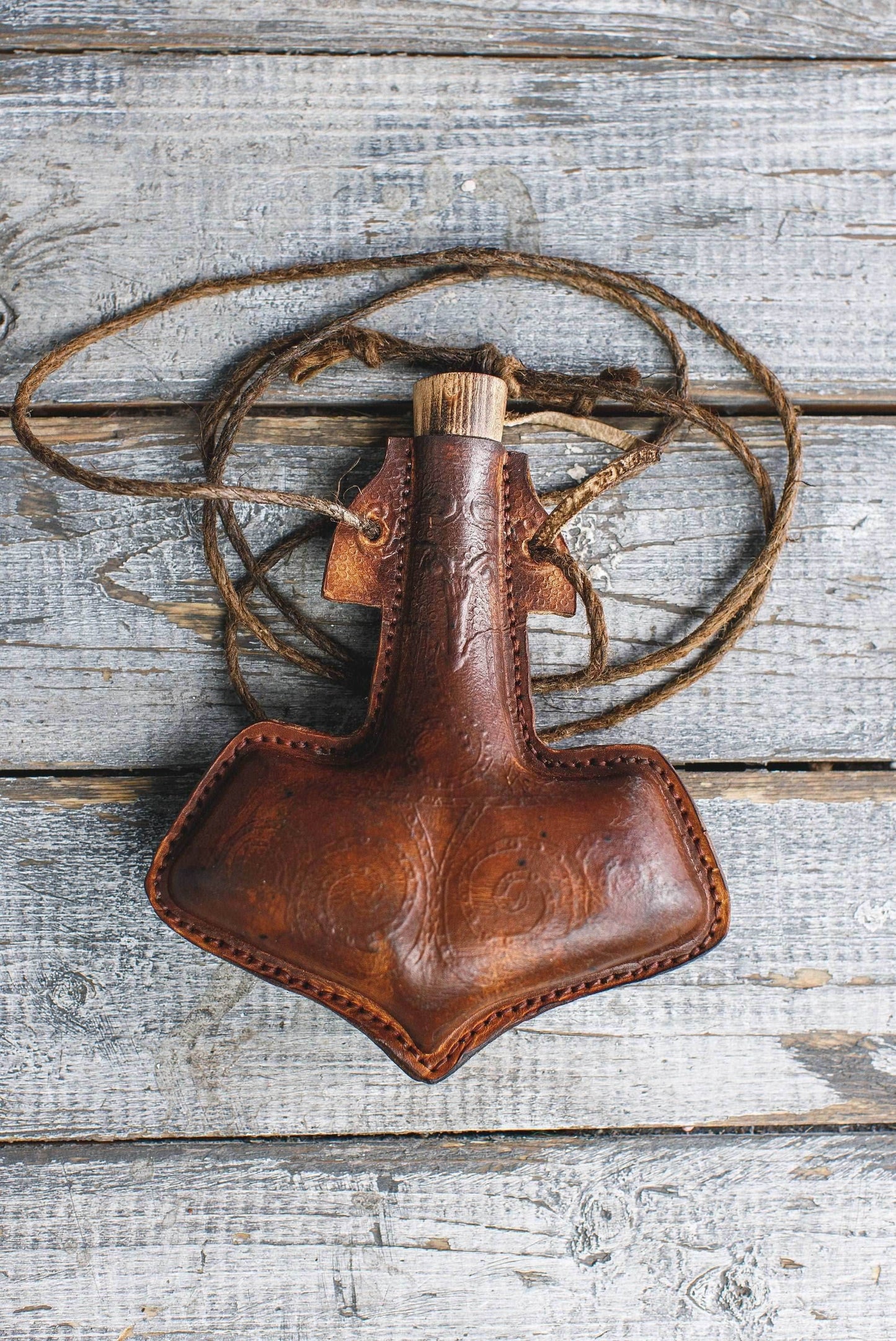 Celtic leather flask embossed - 