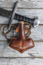 Celtic leather flask embossed - 