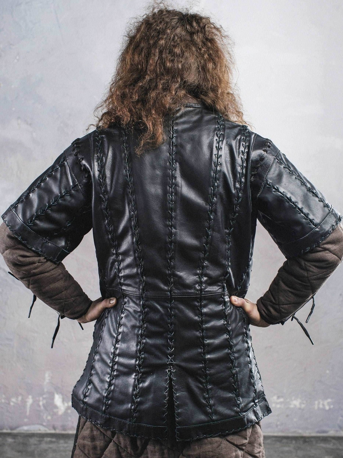 Battle black leather tunic - XS