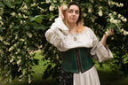 Green leather corset belt “Forest witch” - XS / Green (as on photo)