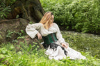 Green leather corset belt “Forest witch” - XS / Green (as on photo)