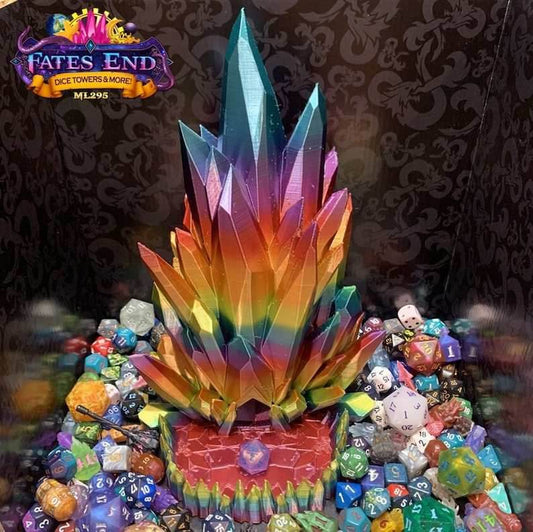 Fates End Crystal Dice Tower - Green Bronze / Without Tray