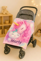 Personalized Unicorn Hello Kitty Fleece Blanket: Custom Name Throw