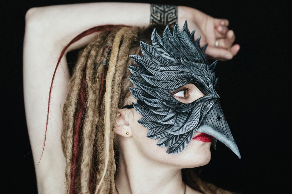 Black Raven Handmade Genuine Leather Mask - 