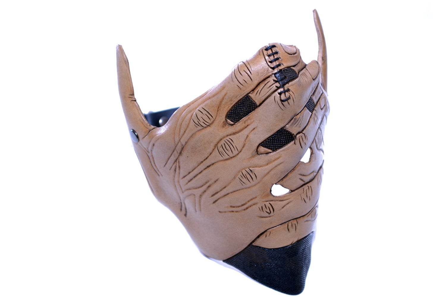 Speak No Evil - Men's Hands - One Size Fits All Handmade Genuine Leather Riding Mask - 