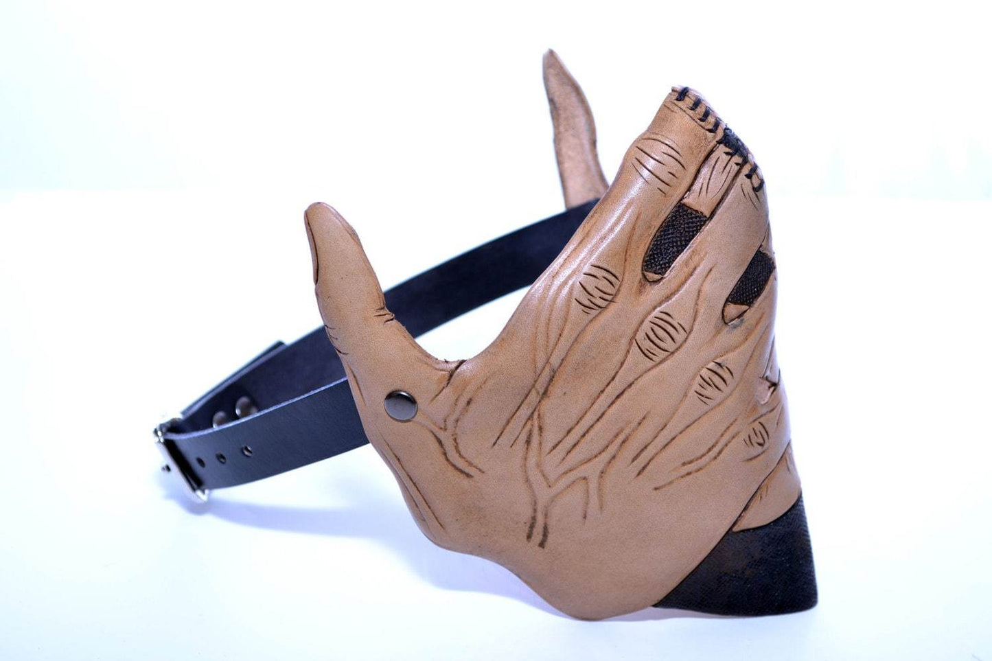 Speak No Evil - Men's Hands - One Size Fits All Handmade Genuine Leather Riding Mask - 