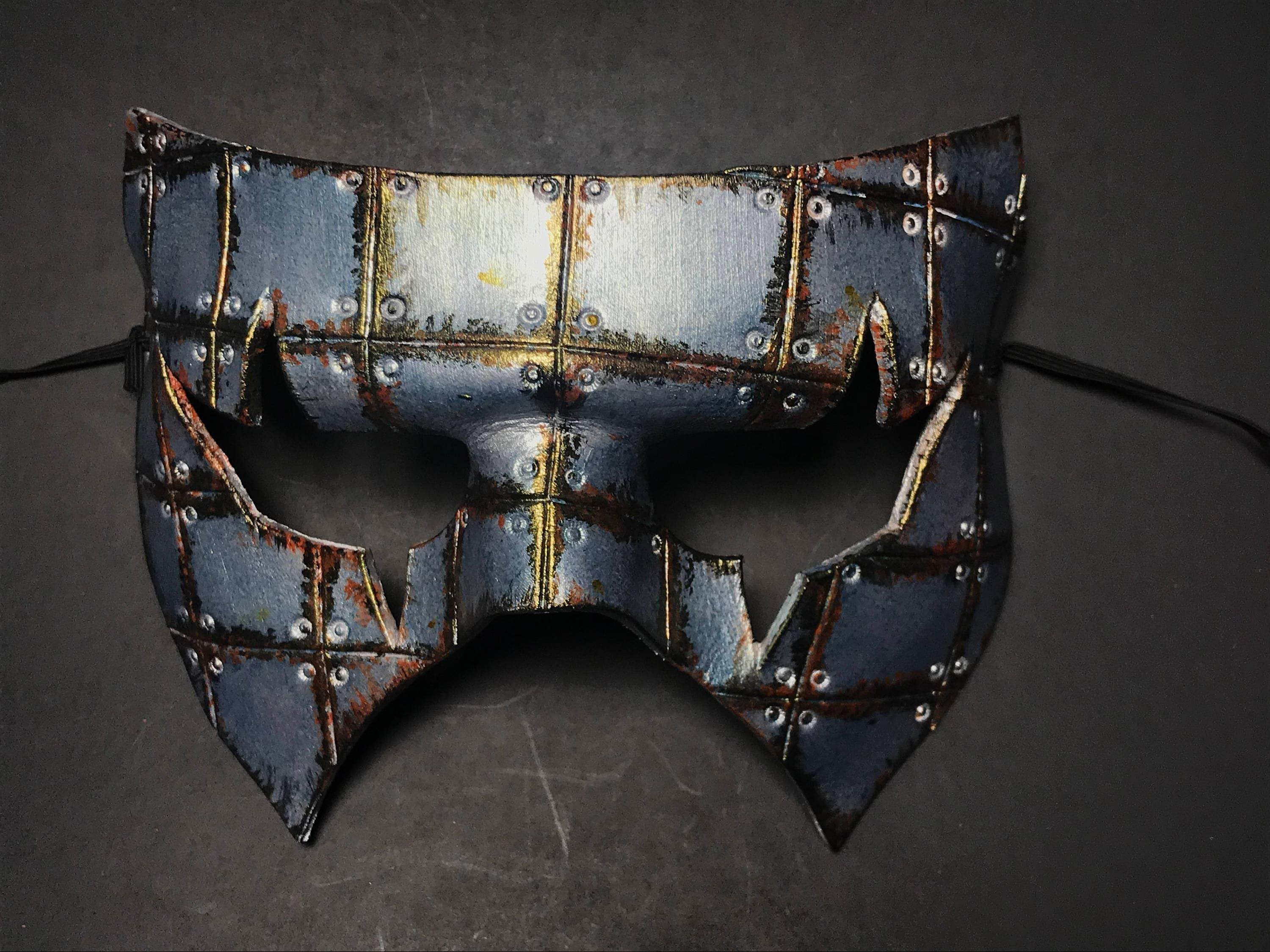 Handmade Genuine Leather Mask in Silver Rust - 