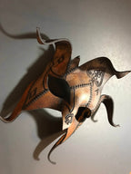 The Joker's Card- Joker Jester Handmade Genuine Leather Mask in Dyed Leather - 