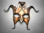 The Joker's Card- Joker Jester Handmade Genuine Leather Mask in Dyed Leather - 