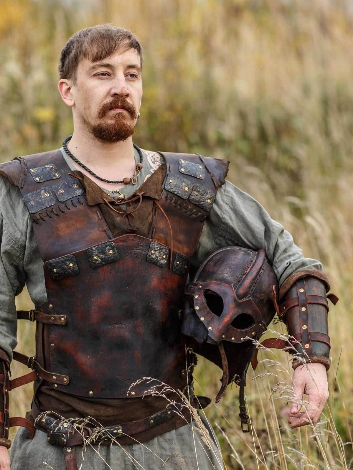 Viking vendel leather helmet - S / Brown (as on foto)