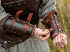 Viking leather bracers - Brown