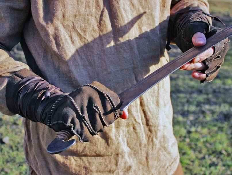 Battler leather gloves for LARP - one right-hand glove / Brown (as on photo)