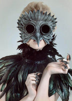 Black Raven Goggles Handmade Genuine Leather Mask - 