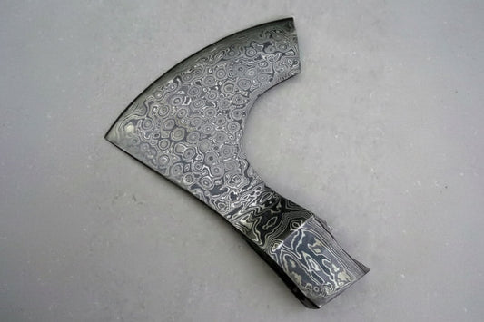 Custom Damascus Axe Head Blank – Handmade Pattern Welded Steel Viking Bearded Axe Blade for Handle Installation | JW SteelCrafts