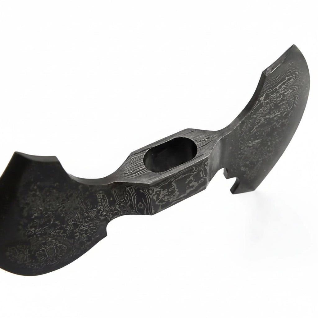 Custom Handmade Damascus Steel Double Headed Blank Axe Head – Functional Viking Tomahawk Blank for Custom Handle Builds | JW SteelCrafts