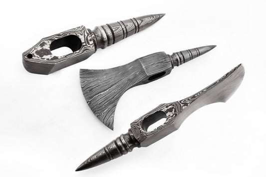 Single-Bit Bearded Axe Head with Tapered Spike Poll